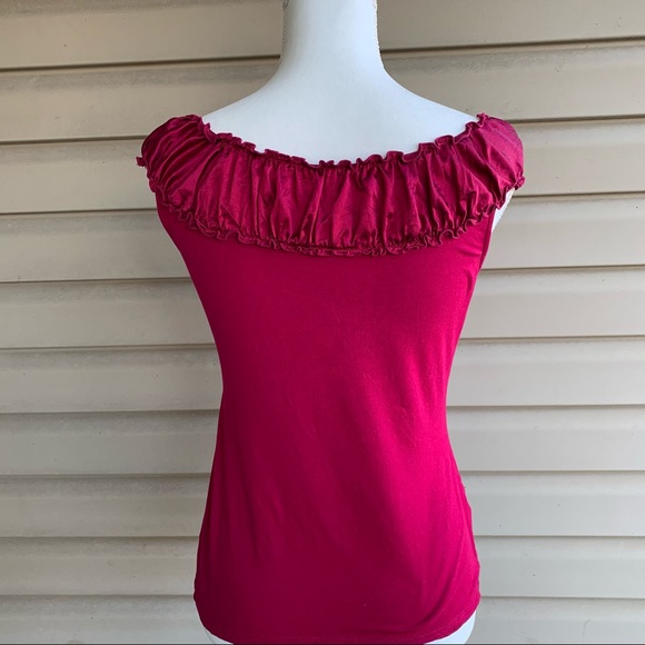 •Ann Taylor• Ruched Sleeveless Top Burgundy-Size S - Picture 4 of 6